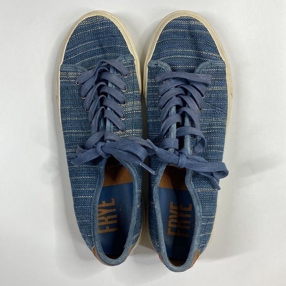 Frye Blue Gia Canvas Low Lace Canvas Sneakers Shoes Women's 7.5 - Picture 2 of 11
